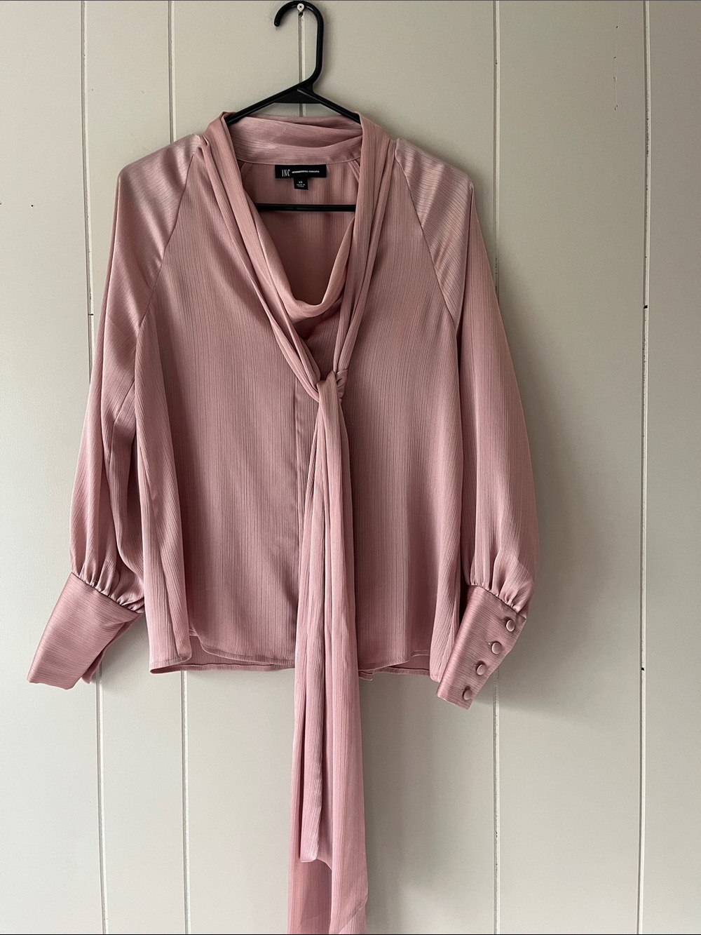 H&M Dusty Pink Tie-Neck Blouse